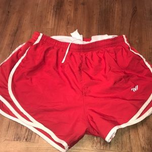 Varsity red gym shorts